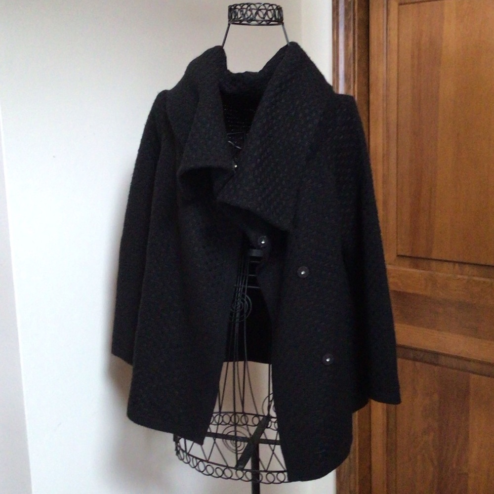Merino Wool with cashmere Sweater/Jacket, black Medium
